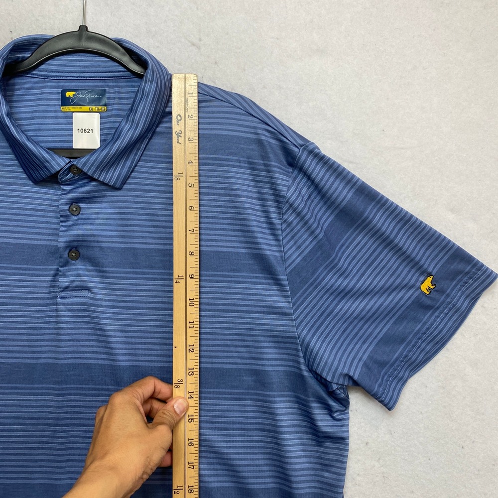 Jack Nicklaus Polo Shirt Mens XXL Blue Short Sleeve Striped Performance Golf - Picture 2 of 9